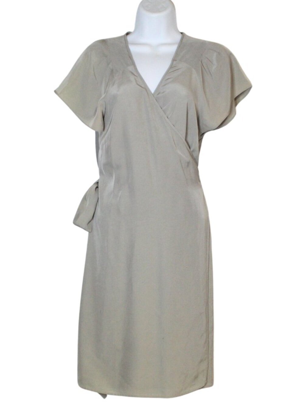 Banana Republic women's dress size 10 gray short sleeve knee length wrap 90s